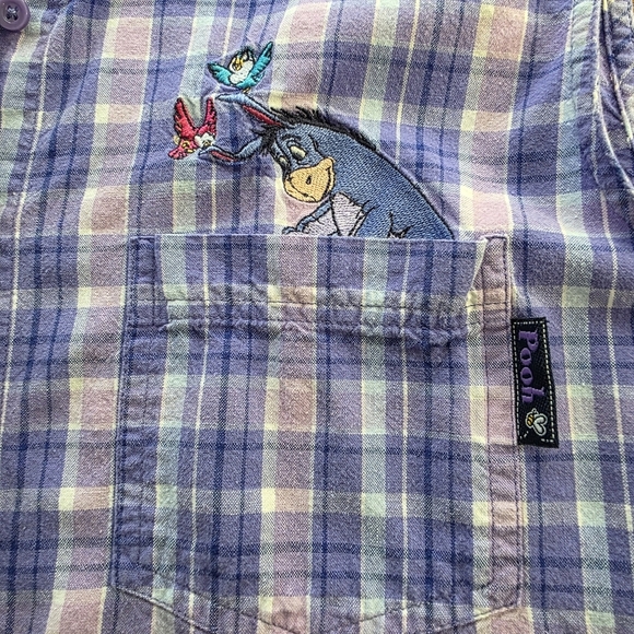 Disney's Winnie the Pooh Eeyore Sleeveless Plaid Cotton ButtonShirt, Women 14/16 - Picture 3 of 9